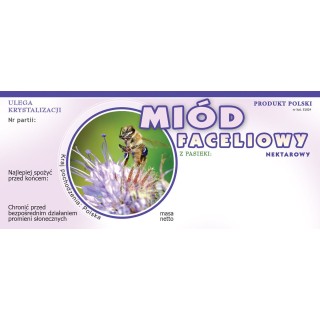 Paczka etykiet na miód faceliowy 116x50 (100szt) - wzór E1024
