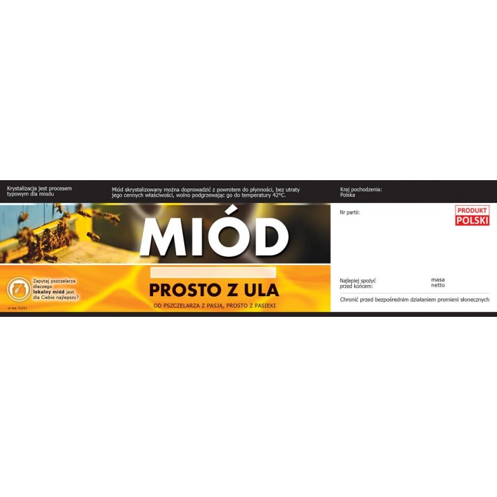 Paczka etykiet z kontretykietą na miód uniwersalna (100szt) - wzór E1211