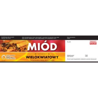 Paczka etykiet z kontretykietą na miód wielokwiatowy (100szt) - wzór E1202