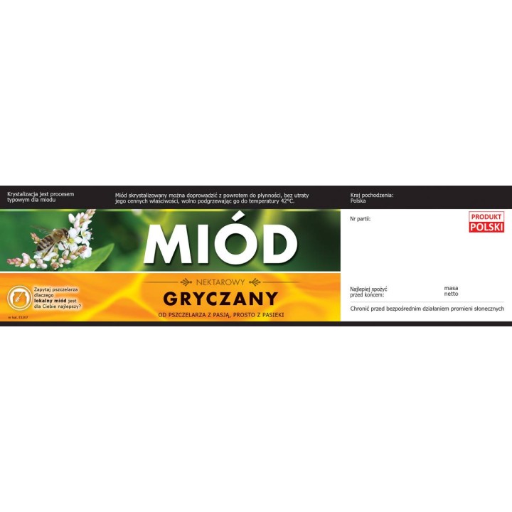 Paczka etykiet z kontretykietą na miód gryczany (100szt) - wzór E1207