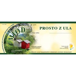 Paczka etykiet na miód prosto z ula (100szt) - wzór E1066