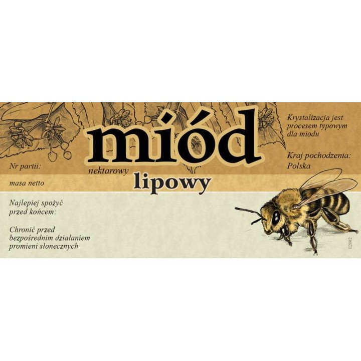 Paczka etykiet na miód lipowy 116x50 (100szt) - wzór E2002