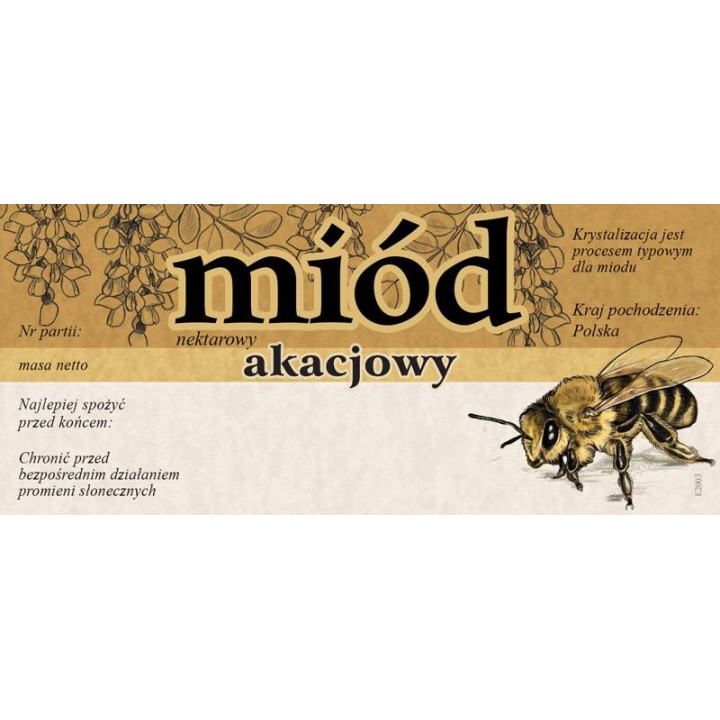 Paczka etykiet na miód akacjowy 116x50 (100szt) - wzór E2003