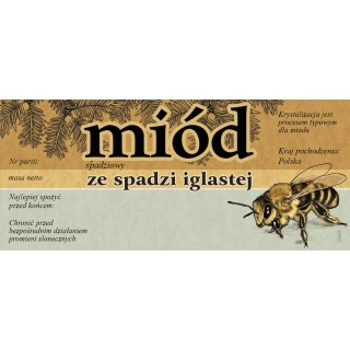 Paczka etykiet na miód ze spadzi iglastej 116x50 (100szt) - wzór E2010