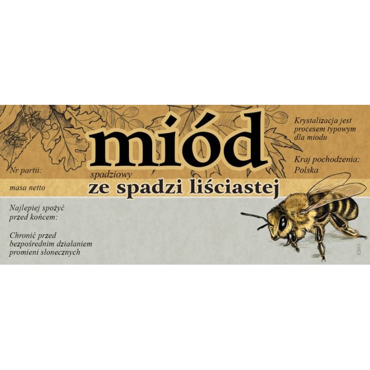 Paczka etykiet na miód ze spadzi liściastej116x50 (100szt) - wzór E2011