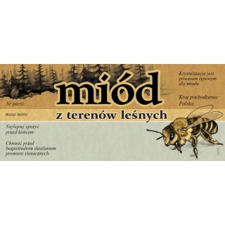Paczka etykiet na miód z terenów leśnych 116x50 (100szt) - wzór E2014