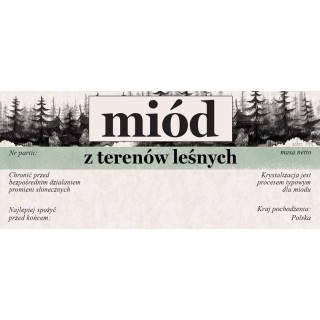 Paczka etykiet na miód z terenów leśnych 116x50 (100szt) - wzór E2022