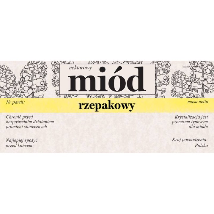Paczka etykiet na miód rzepakowy 116x50 (100szt) - wzór E2023