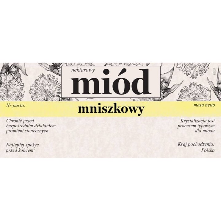Paczka etykiet na miód mniszkowy 116x50 (100szt) - wzór E2027