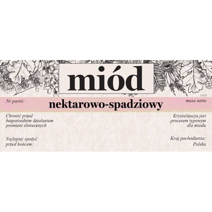 Paczka etykiet na miód nektarowo-spadziowy 116x50 (100szt) - wzór E2028
