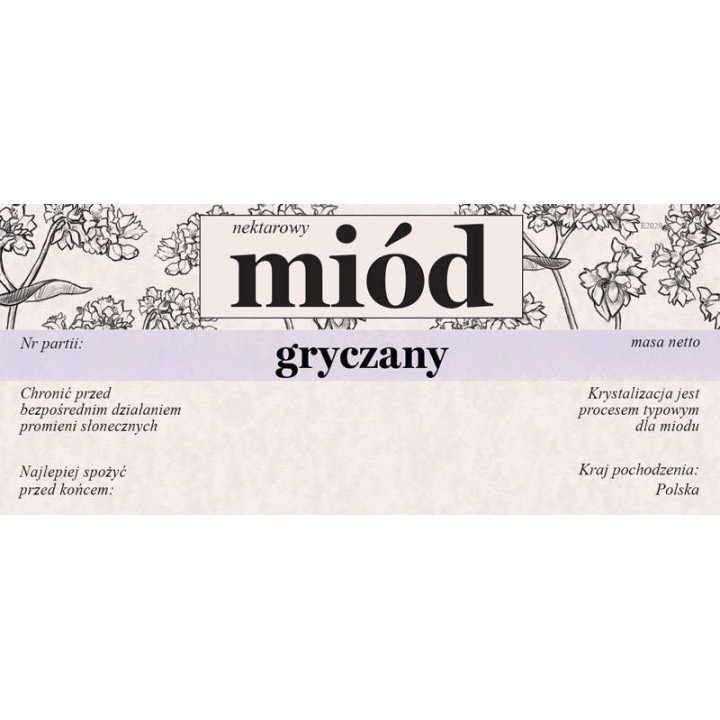 Paczka etykiet na miód gryczany 116x50 (100szt) - wzór E2029