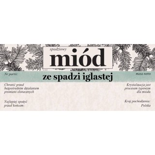 Paczka etykiet na miód ze spadzi iglastej 116x50 (100szt) - wzór E2030