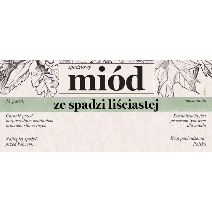 Paczka etykiet na miód ze spadzi liściastej 116x50 (100szt) - wzór E2032
