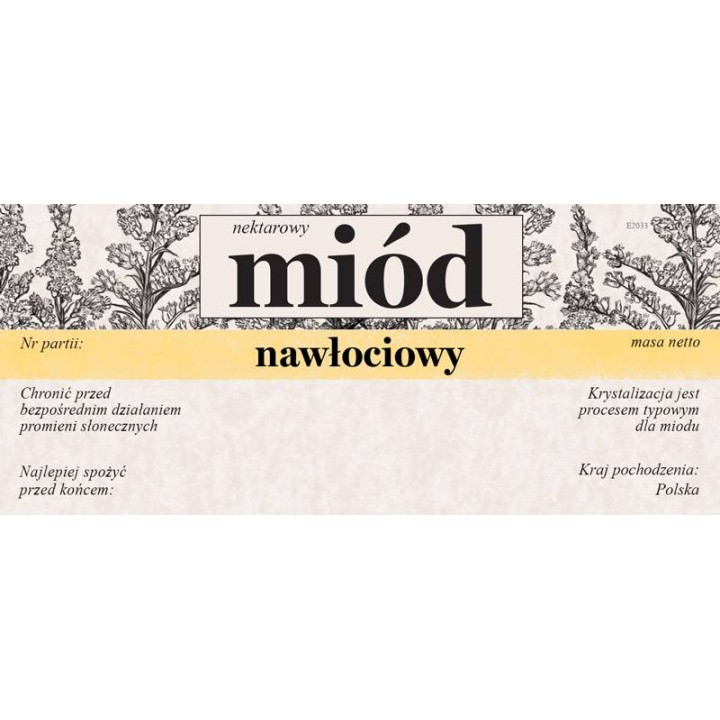 Paczka etykiet na miód nawłociowy 116x50 (100szt) - wzór E2033