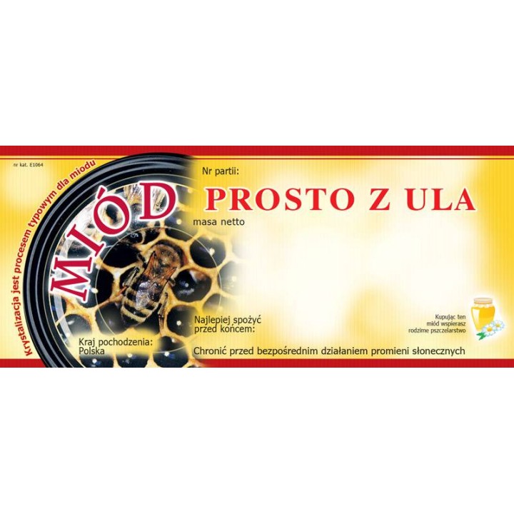 Paczka etykiet na miód prosto z ula (100szt) - wzór E1064
