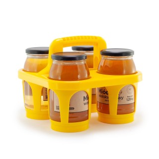 Transporter na 4 słoiki z miodem - żółty - TS4