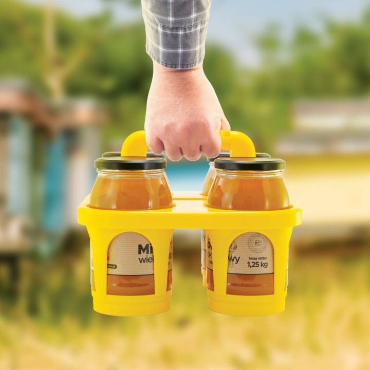 Transporter na 4 słoiki z miodem - żółty - TS4