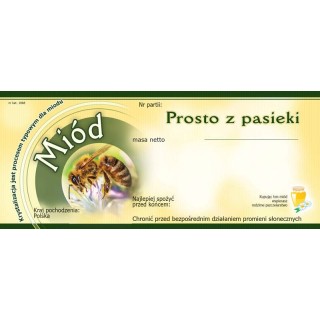 Paczka etykiet na miód prosto z pasieki (100szt) - wzór E1068