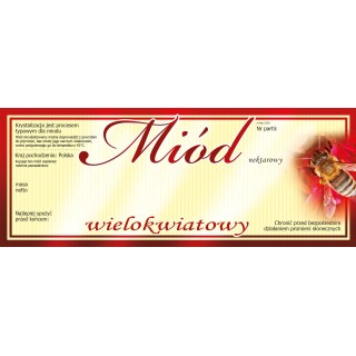 Paczka dużych etykiet na miód wielokwiatowy (100szt) - wzór E129
