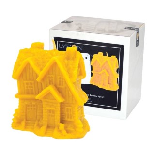 Silikonowa forma na świece - Zimowy domek z choinkami - wzór FS420