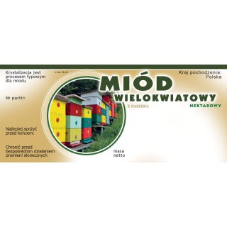 Paczka etykiet na miód wielokwiatowy (100szt) - wzór E1119