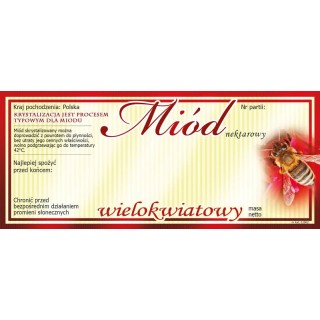 Paczka etykiet na miód wielokwiatowy (100szt) - wzór E1062