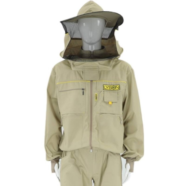 Bluza pszczelarska z kapeluszem rozpinana (PREMIUM LINE) - BIAŁA/BEŻOWA - M6057