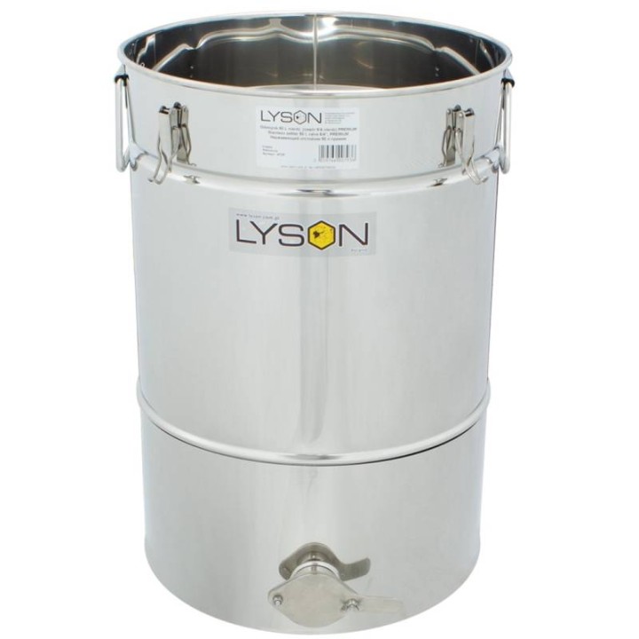 Odstojnik nierdzewny 50 l / ~70 kg, zawór nierdzewny 6/4", uchwyty, stożkowe dno - PREMIUM - wzór W72P