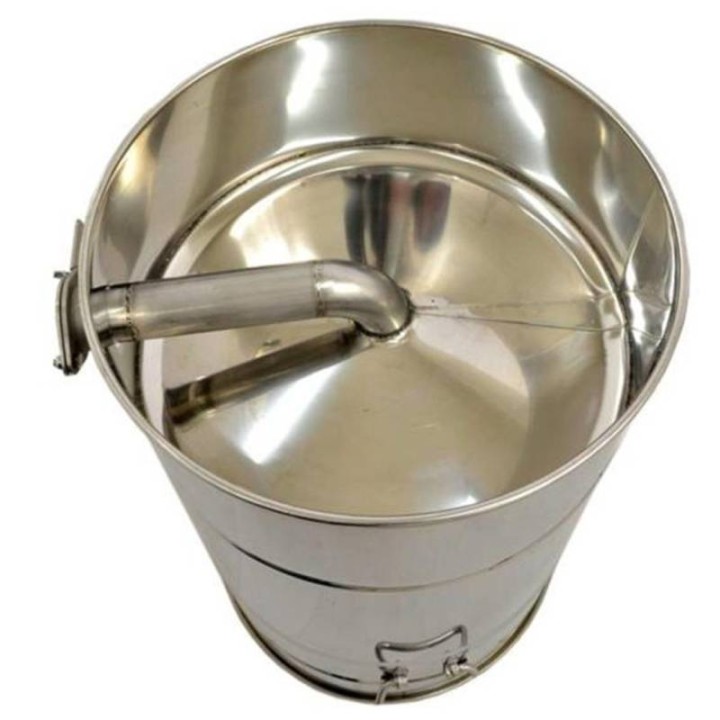 Odstojnik nierdzewny 50 l / ~70 kg, zawór nierdzewny 6/4", uchwyty, stożkowe dno - PREMIUM - wzór W72P