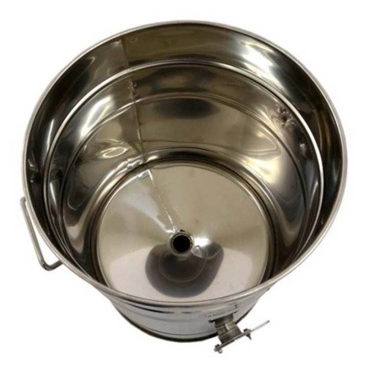 Odstojnik nierdzewny 50 l / ~70 kg, zawór nierdzewny 6/4", uchwyty, stożkowe dno - PREMIUM - wzór W72P