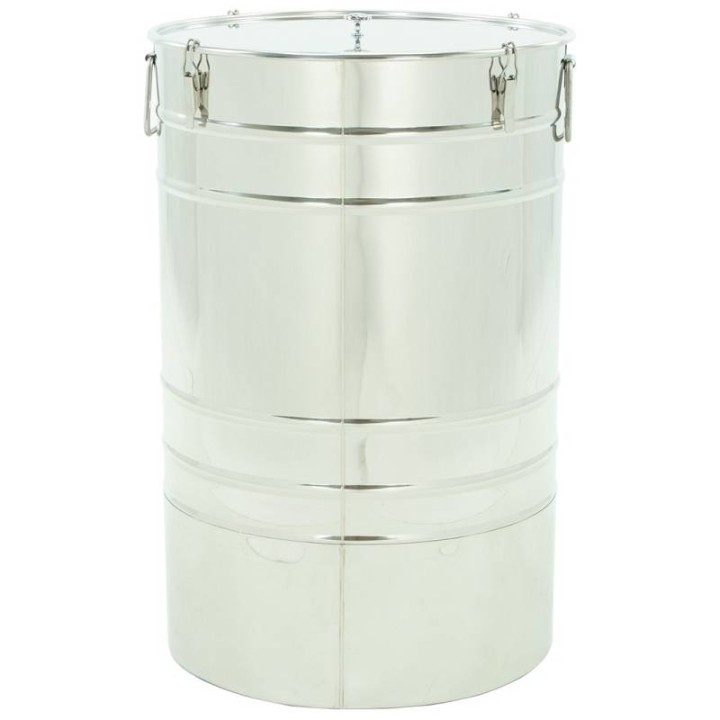 Odstojnik nierdzewny 100 l / ~140 kg, zawór nierdzewny 6/4", uchwyty, stożkowe dno - PREMIUM - wzór W74P