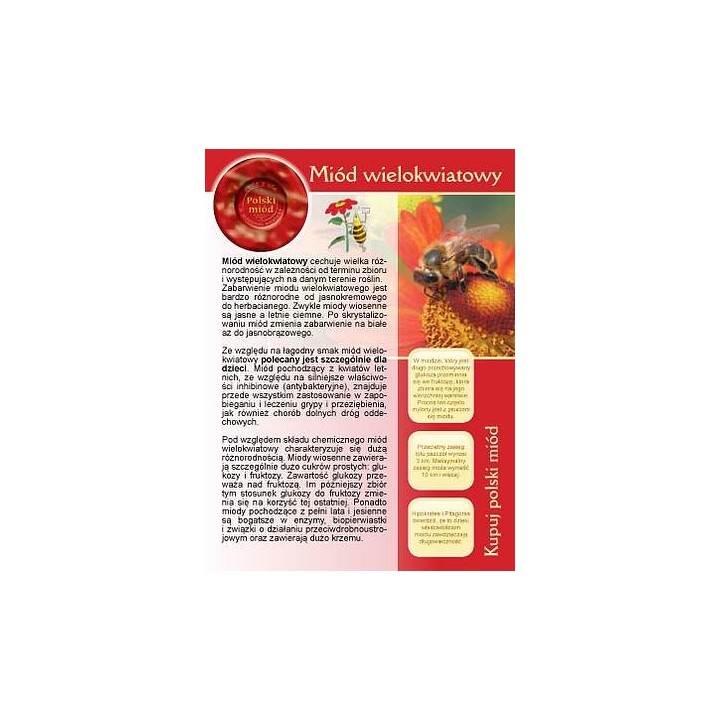 Broszurka informacyjna o miodzie - miód wielokwiatowy (20szt) - wzór U2