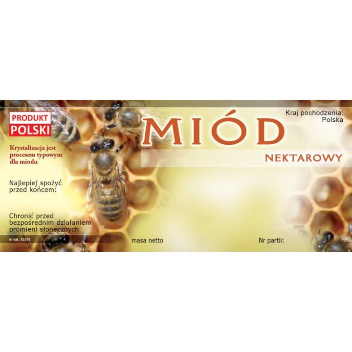 Paczka etykiet na miód - uniwersalna (100szt) - wzór E1070