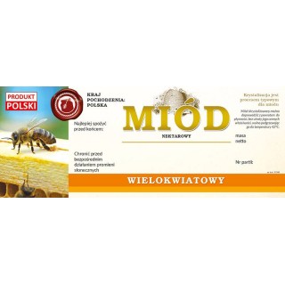 Paczka dużych etykiet na miód wielokwiatowy (100szt) - wzór E160