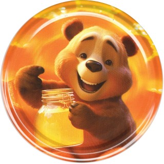 Paczka DUŻYCH nakrętek na słoiki z miodem (10szt) Z MISIEM - wzór ND109ZGRZ