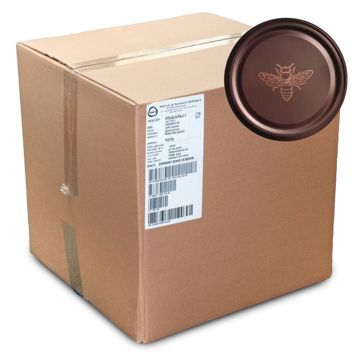 Karton zbiorczy (660 szt.) dużych nakrętek MATOWE Z PSZCZOŁĄ - wzór KND121