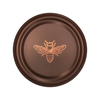 Paczka DUŻYCH nakrętek na słoiki z miodem (50szt) czarne z pszczołą MATOWE - wzór ND121