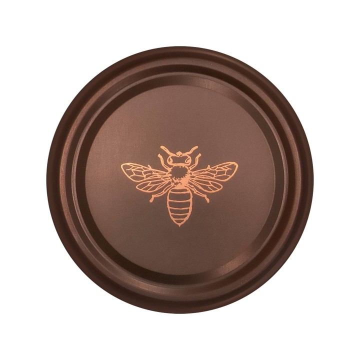 Paczka DUŻYCH nakrętek na słoiki z miodem (50szt) czarne z pszczołą MATOWE - wzór ND121