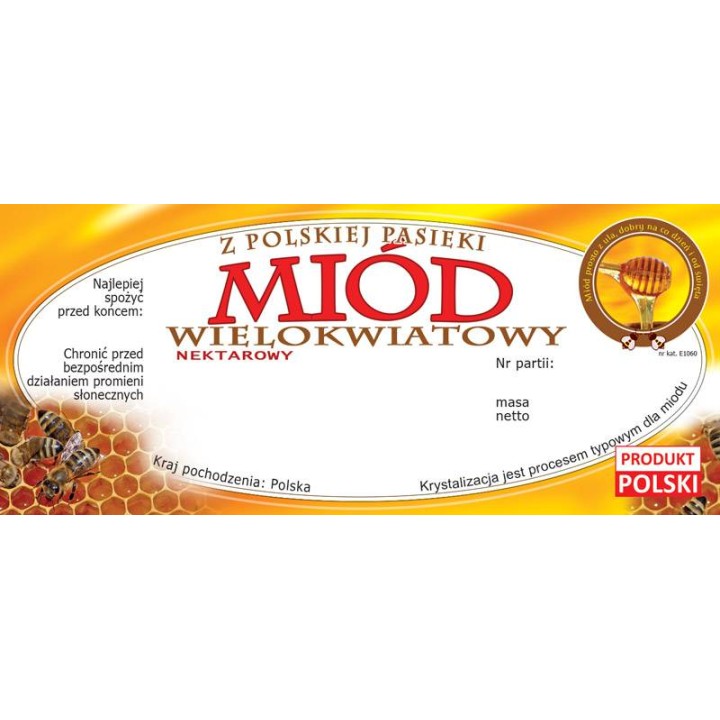 Paczka etykiet na miód wielokwiatowy (100szt) - wzór E1060