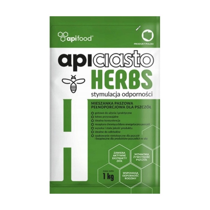Ciasto pokarm dla pszczół z ziołami - APICIASTO HERBS 1kg  - API1