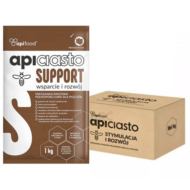 Ciasto pokarm dla pszczół - na zwiększenie odporności - APICIASTO SUPPORT - karton 10x1kg  - API4K