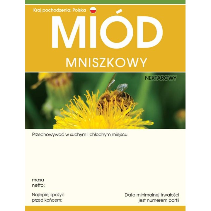 Paczka etykiet na miód mniszkowy (100szt) - wzór E619