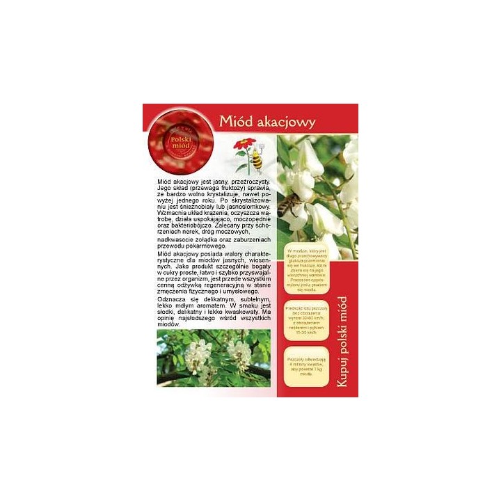 Broszurka informacyjna o miodzie - miód akacjowy (20szt) - U7
