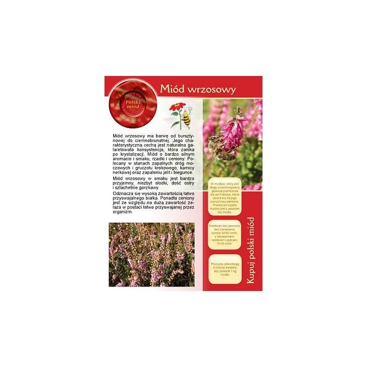 Broszurka informacyjna - miód wrzosowy (20szt) - wzór U8