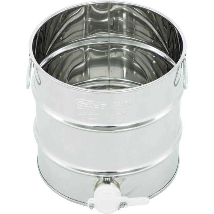 Odstojnik nierdzewny 20 l / ~30 kg, uchwyty, zawór plastikowy, mufa nierdzewna - SN_64