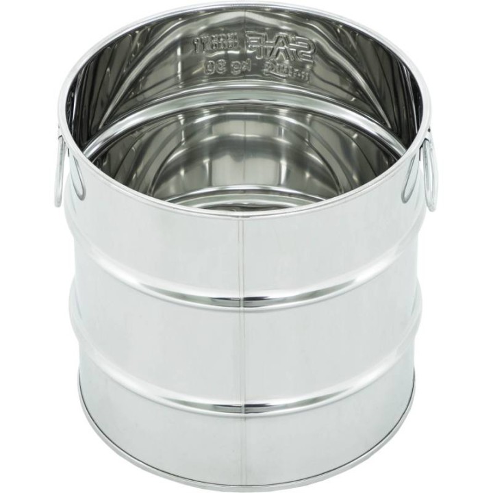 Odstojnik nierdzewny 20 l / ~30 kg, uchwyty, zawór plastikowy, mufa nierdzewna - SN_64