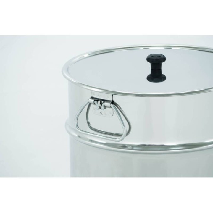 Odstojnik nierdzewny 20 l / ~30 kg, uchwyty, zawór plastikowy, mufa nierdzewna - SN_64