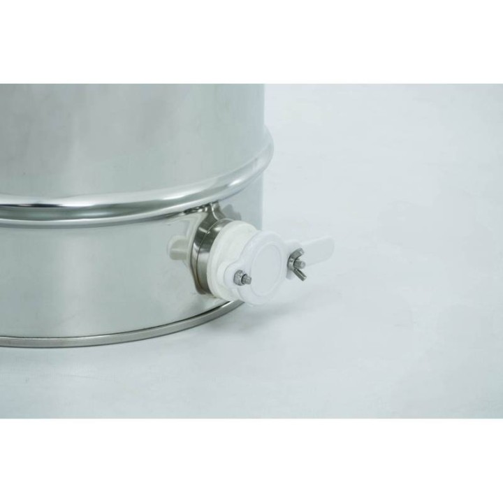 Odstojnik nierdzewny 20 l / ~30 kg, uchwyty, zawór plastikowy, mufa nierdzewna - SN_64