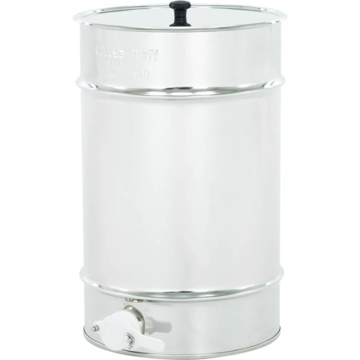 Odstojnik nierdzewny 35 l / ~50 kg, zawór plastikowy, mufa nierdzewna - SN_64/A