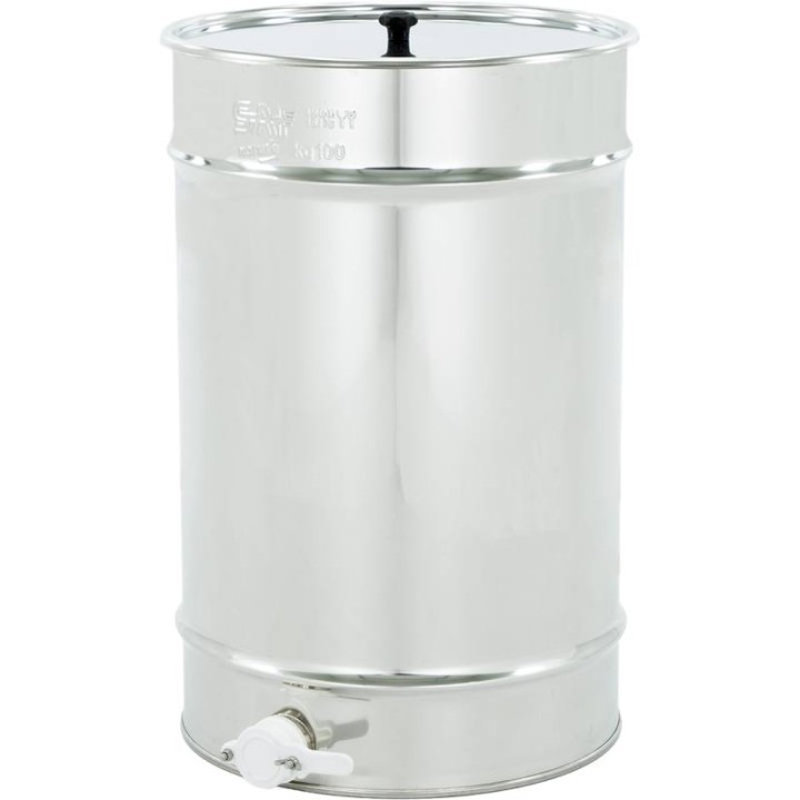 Odstojnik nierdzewny 70 l / ~100 kg, zawór plastikowy, mufa nierdzewna - SN_64/B